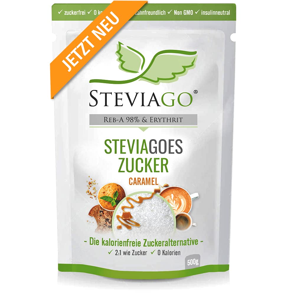 STEVIAGOES Zucker - Caramel 500g - Erythrit und Stevia mit Karamellaroma